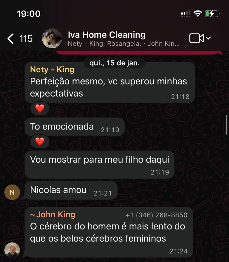 Depoimento de Nety, Iva Home Cleaning: 'Perfeição mesmo, você superou minhas expectativas'