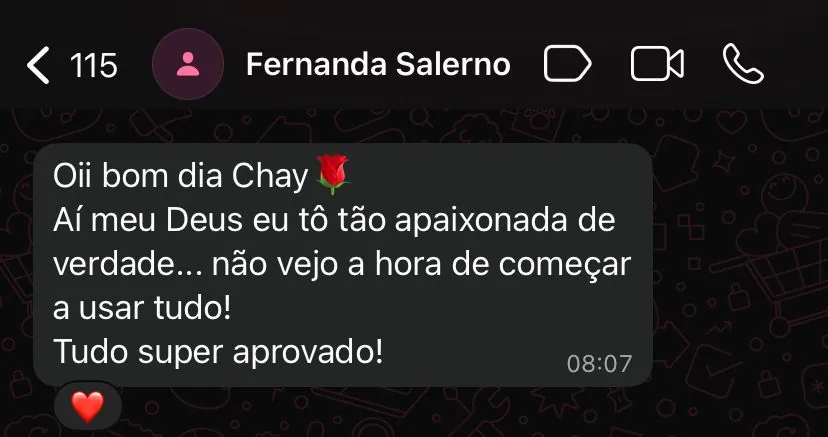 Depoimento de Fernanda Salerno: 'Tô tão apaixonada de verdade... Tudo super aprovado!'